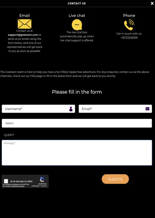 Création profil joueur instantané Gratowin